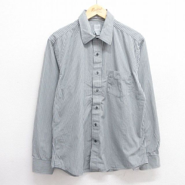 【50%OFF】XL★古着 ギャップ GAP 長袖 ブランド シャツ メンズ コットン グレー他 ストライプ 25mar10 中古 トップス