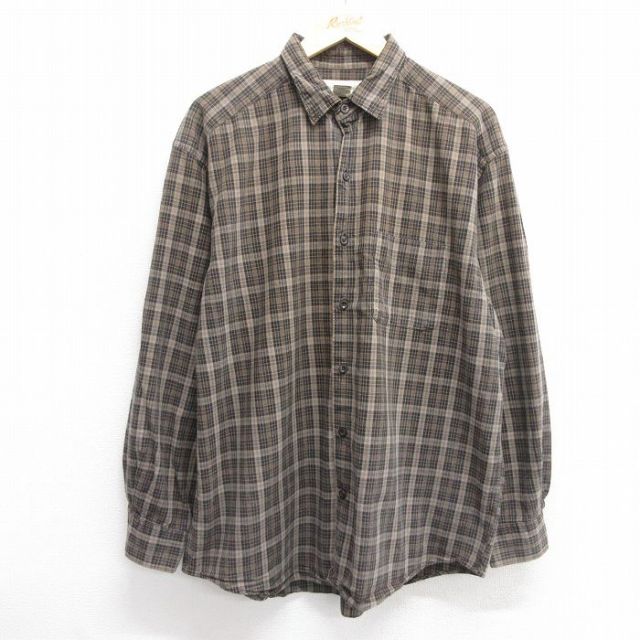XL★古着 バナナリパブリック BANANA REPUBLIC 長袖 ブランド シャツ メンズ 00年代 00s 大きいサイズ コットン 黒他 ブラック チェック 25mar10 中古 トップス