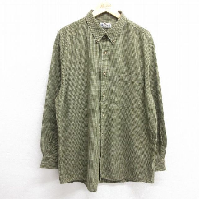 XL★古着 エアロポステール AEROPOSTALE 長袖 ブランド シャツ メンズ 00年代 00s 大きいサイズ コットン ボタンダウン 緑他 グリーン チェック 25mar10 中古 トップス