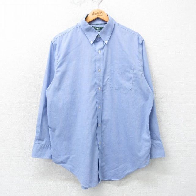 L★古着 ラルフローレン Ralph Lauren 長袖 ブランド シャツ メンズ ボタンダウン 薄紺他 ネイビー チェック 25mar11 中古 トップス