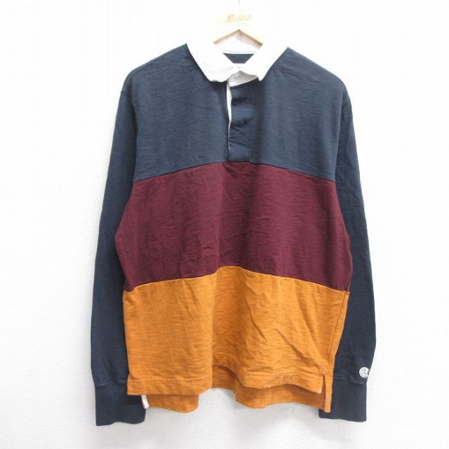 XL★古着 チャンピオン Champion 長袖 ブランド ラガー シャツ メンズ ランタグ コットン カナダ製 紺他 ネイビー 25mar13 中古 トップス