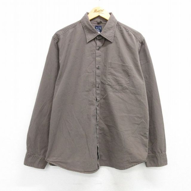 XL★古着 ギャップ GAP 長袖 ブランド シャツ メンズ 00年代 00s 大きいサイズ コットン 茶 ブラウン 25mar15 中古 トップス