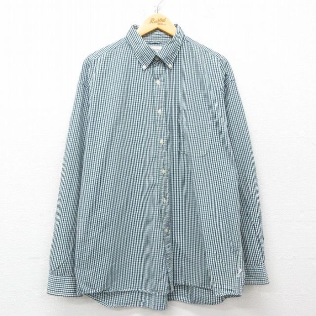 XL★古着 ジェイクルー J.CREW 長袖 ブランド シャツ メンズ 00年代 00s 大きいサイズ コットン ボタンダウン 白他 ホワイト チェック 25mar15 中古 トップス