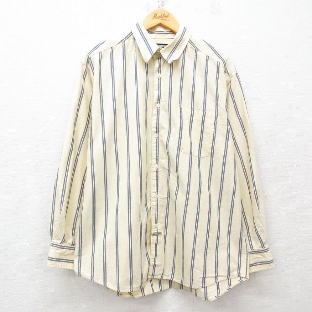 XL★古着 ドッカーズ 長袖 ブランド シャツ メンズ コットン 黄他 イエロー ストライプ 25mar15 中古 トップス