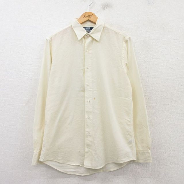 【20%OFF】M★古着 ラルフローレン Ralph Lauren 長袖 ブランド シャツ メンズ 90年代 90s MARLOWE コットン 薄黄 イエロー 25mar17 中古 トップス