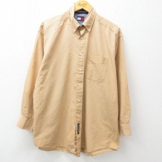 トミーヒルフィガー 90s 長袖シャツ カーキチェック XL | 古着