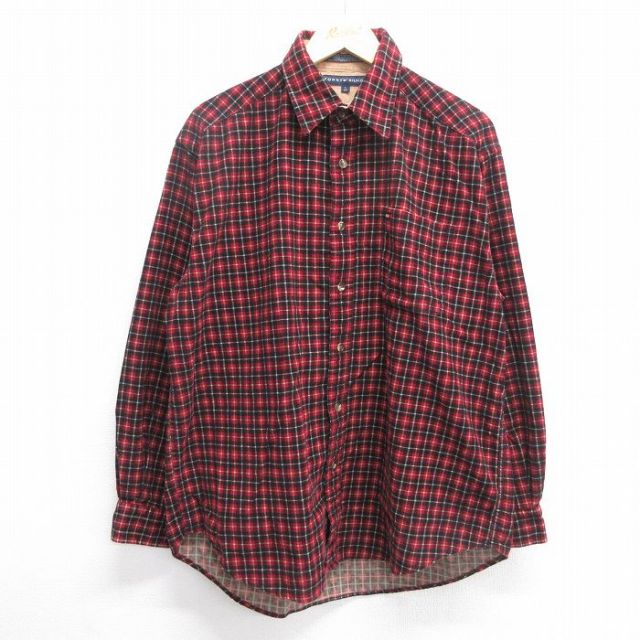 【20%OFF】XL★古着 トミーヒルフィガー TOMMY HILFIGER 長袖 ブランド シャツ メンズ コーデュロイ ワンポイントロゴ コットン 赤他 レッド チェック 25mar19 中古 トップス