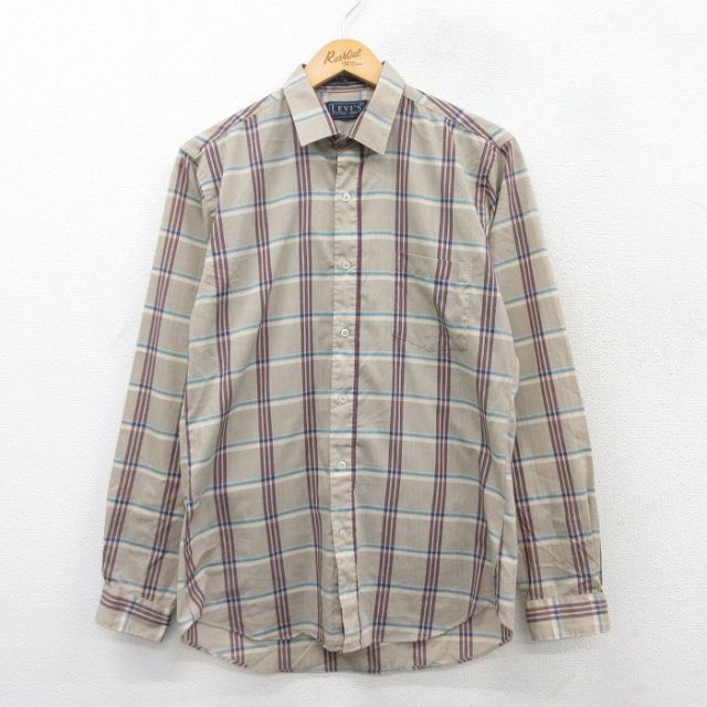 M★古着 リーバイス Levis 長袖 ブランド シャツ メンズ 90年代 90s ベージュ他 カーキ チェック 25mar19 中古 トップス