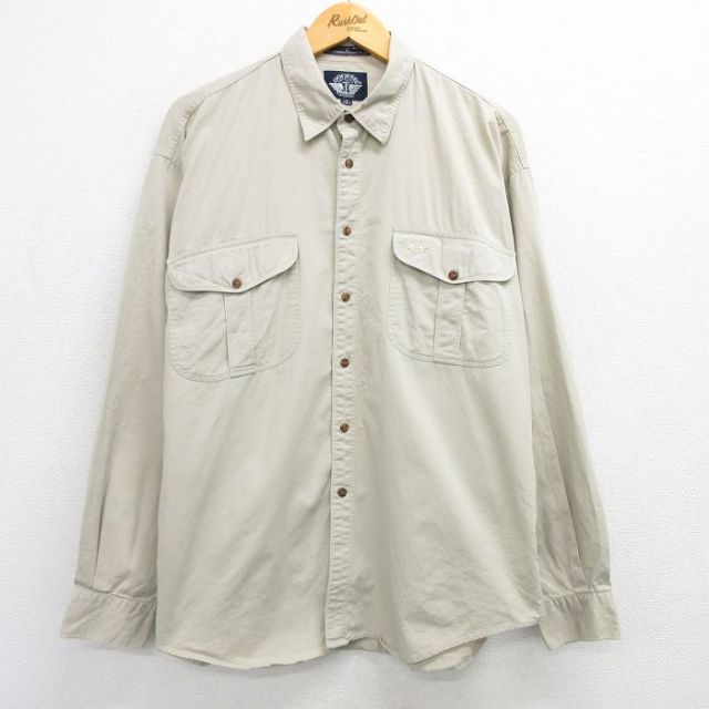 【50%OFF】XL★古着 ドッカーズ 長袖 ブランド シャツ メンズ 90年代 90s 大きいサイズ コットン ベージュ カーキ 25mar21 中古 トップス