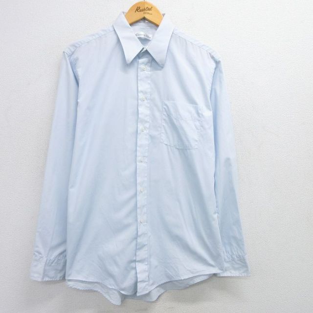 L★古着 クリスチャンディオール Christian Dior 長袖 ブランド シャツ メンズ 90年代 90s USA製 薄紺 ネイビー 25mar21 中古 トップス