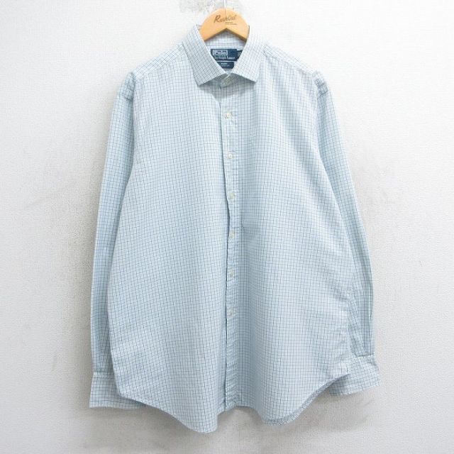 【50%OFF】XL★古着 ラルフローレン Ralph Lauren 長袖 ブランド シャツ メンズ 90年代 90s 大きいサイズ コットン 白他 ホワイト チェック 25mar24 中古 トップス