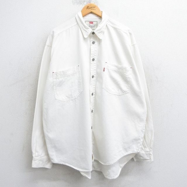 XL★古着 リーバイス Levis 長袖 ブランド シャツ メンズ 00年代 00s 大きいサイズ コットン 白 ホワイト 25mar24 中古 トップス