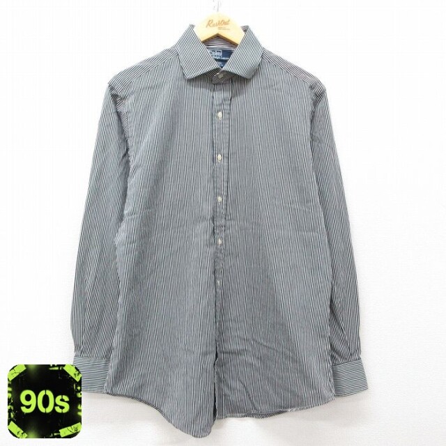 【50%OFF】ラルフローレン 90s 長袖シャツ REGENT ブラックストライプ L | 古着