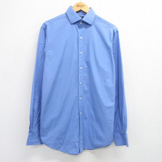 XL★古着 ラルフローレン Ralph Lauren 長袖 ブランド シャツ メンズ 90年代 90s REGENT ロング丈 コットン 薄紺 ネイビー 25mar25 中古 トップス