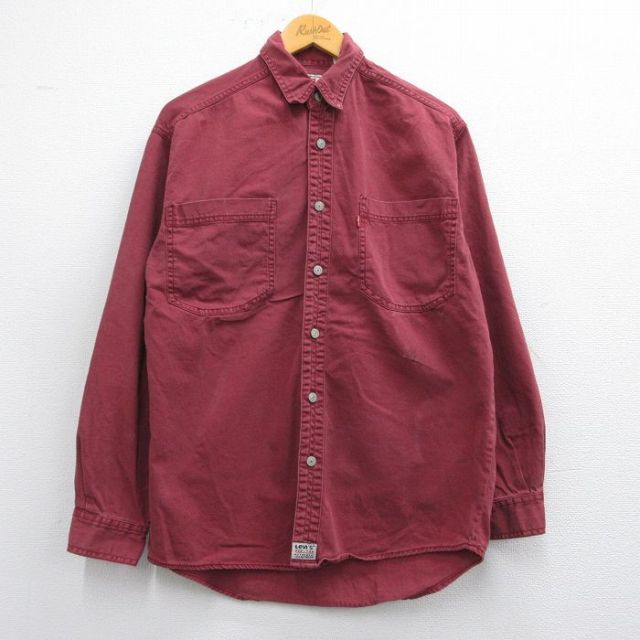 L★古着 リーバイス Levis 長袖 ブランド シャツ メンズ 00年代 00s コットン エンジ デニム 25mar26 中古 トップス