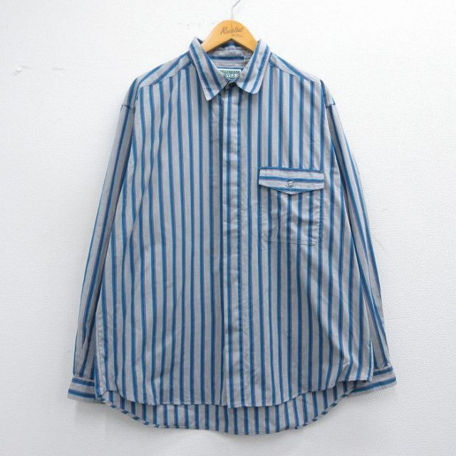 XL★古着 リーバイス Levis 長袖 ブランド シャツ メンズ 90年代 90s 大きいサイズ グレー他 ストライプ 25mar29 中古 トップス