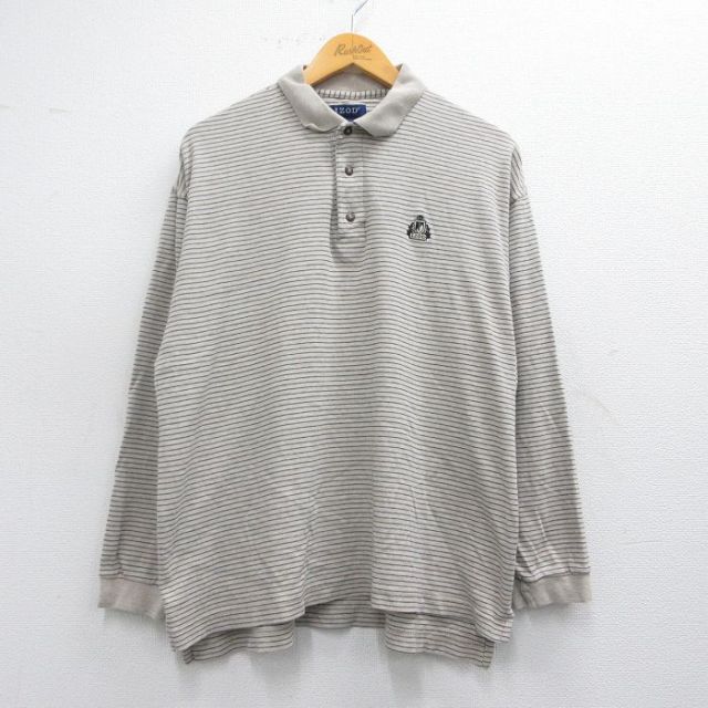 IZOD 長袖ポロシャツ ワンポイントロゴ ブラック XL | 古着