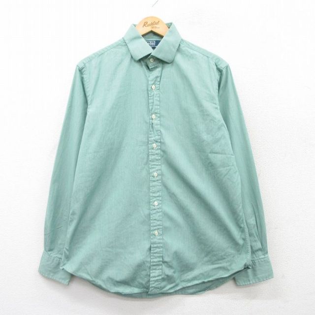 L★古着 ラルフローレン Ralph Lauren 長袖 ブランド シャツ メンズ 90年代 90s REGENT 薄緑 グリーン 25mar29 中古 トップス