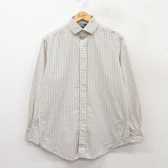 【20%OFF】L★古着 ラルフローレン Ralph Lauren 長袖 ブランド シャツ メンズ 90年代 90s REGENT 黄他 イエロー チェック 25mar29 中古 トップス