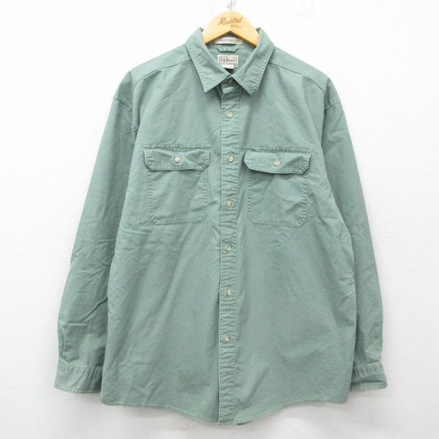 XL★古着 エルエルビーン LLBEAN 長袖 ブランド シャツ メンズ 00年代 00s コットン 緑 グリーン 25mar31 中古 トップス