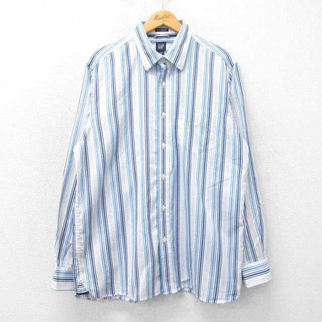 L★古着 ギャップ GAP 長袖 ブランド シャツ メンズ 00年代 00s コットン 白他 ホワイト ストライプ 25apr02 中古 トップス