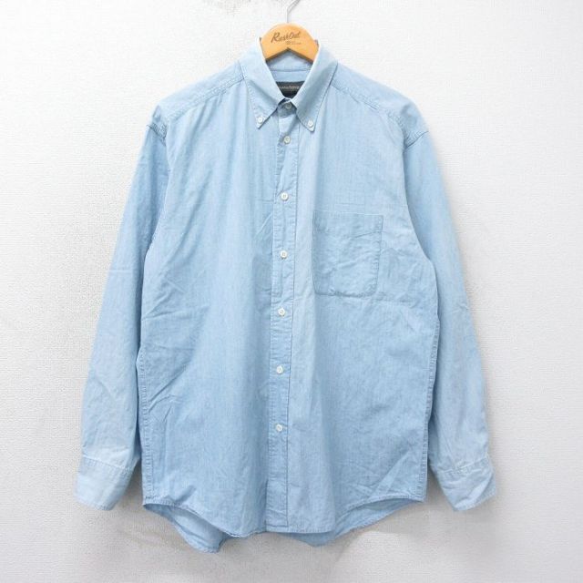 L★古着 バナナリパブリック BANANA REPUBLIC 長袖 ブランド シャツ メンズ コットン 薄紺 ネイビー 25apr02 中古 トップス