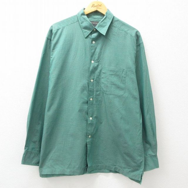 XL★古着 バナナリパブリック BANANA REPUBLIC 長袖 ブランド シャツ メンズ コットン 緑他 グリーン 25apr09 中古 トップス