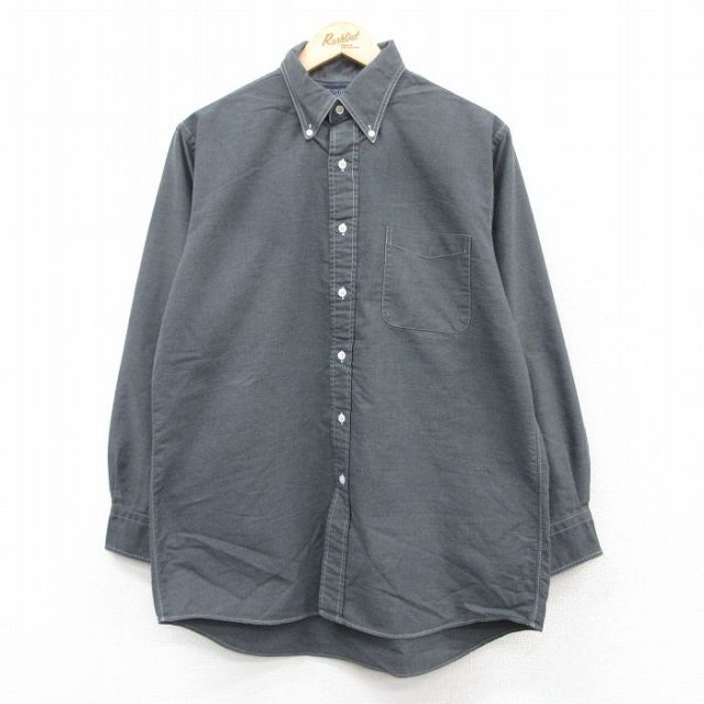 【20%OFF】L★古着 ランズエンド 長袖 ブランド シャツ メンズ 90年代 90s ボタンダウン グレー 霜降り 25apr10 中古 トップス
