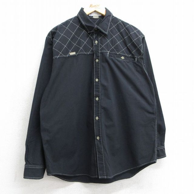 L★古着 コロンビア COLUMBIA 長袖 ブランド シャツ メンズ 90年代 90s ヒジ当て 黒 ブラック 25apr17 中古 トップス