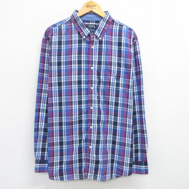 チャップス 長袖シャツ パープルチェック XL | 古着