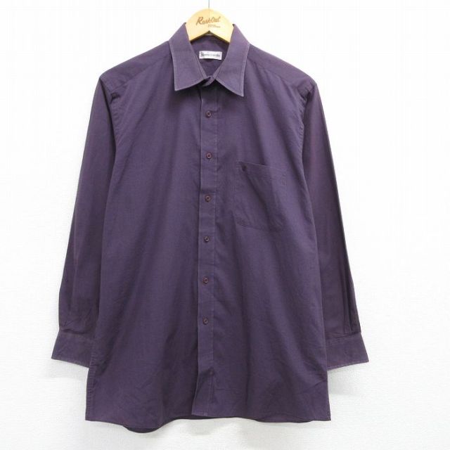 L★古着 ピエールカルダン pierre cardin 長袖 ブランド シャツ メンズ 90年代 90s 紫 パープル 25apr26 中古 トップス