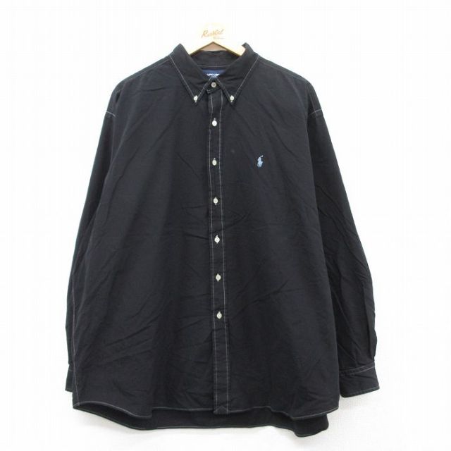 ラルフローレン 90s 長袖シャツ ワンポイントロゴ ブラック XL | 古着