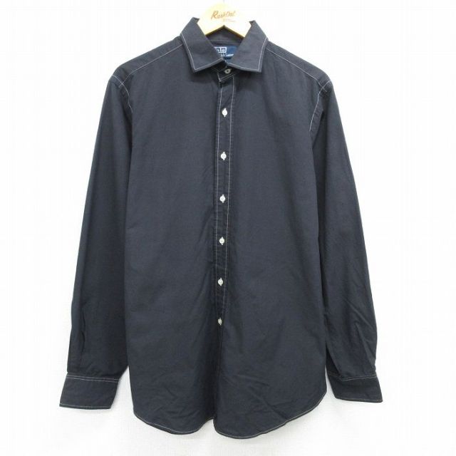 【50%OFF】XL★古着 長袖 ブランド シャツ メンズ 90年代 90s REGENT ロング丈 コットン 黒他 ブラック チェック 25may14 中古 トップス