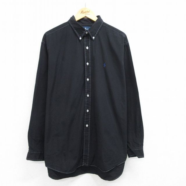 90s シャツ ワンポイントロゴ ブラック XL | 古着