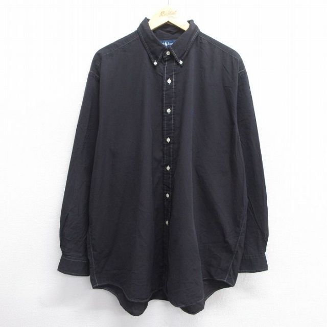 90s シャツ ワンポイントロゴ ブラック XL | 古着