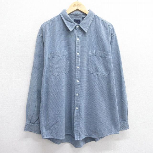 XL★古着 ギャップ GAP 長袖 ブランド シャツ メンズ 00年代 00s コットン 紺他 ネイビー 25may17 中古 トップス
