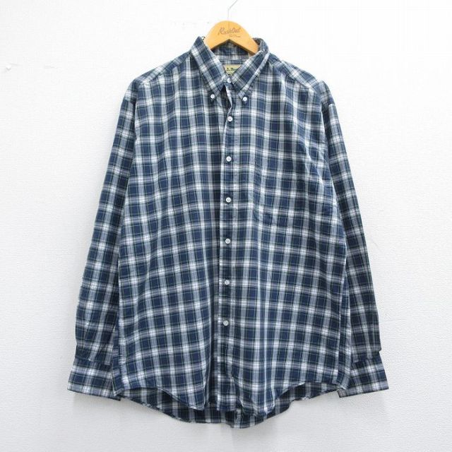 エルエルビーン 80s 長袖シャツ ネイビーチェック XL | 古着
