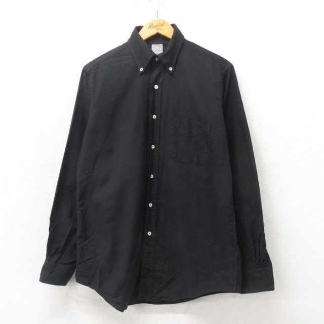 XL★古着 ブルックスブラザーズ BROOKS BROTHERS 長袖 ブランド シャツ メンズ 90年代 90s ボタンダウン USA製 黒 ブラック 【spe】 25may20 中古 トップス