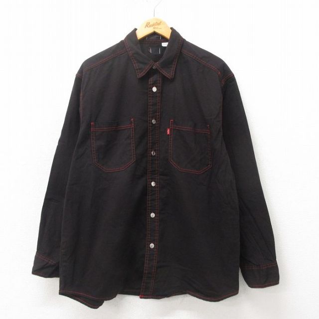 XL★古着 リーバイス Levis 長袖 ブランド シャツ メンズ コットン 黒 ブラック デニム 25may20 中古 トップス