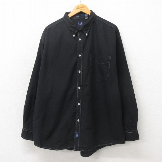XL★古着 ギャップ GAP　長袖 ブランド シャツ メンズ 00年代 00s 大きいサイズ コットン ボタンダウン 黒 ブラック 25may21 中古 トップス