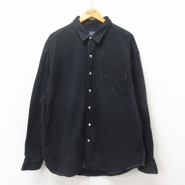 【20%OFF】XL★古着 ギャップ GAP 長袖 ブランド シャツ メンズ 90年代 90s 大きいサイズ 黒 ブラック 【spe】 25may21 中古 トップス