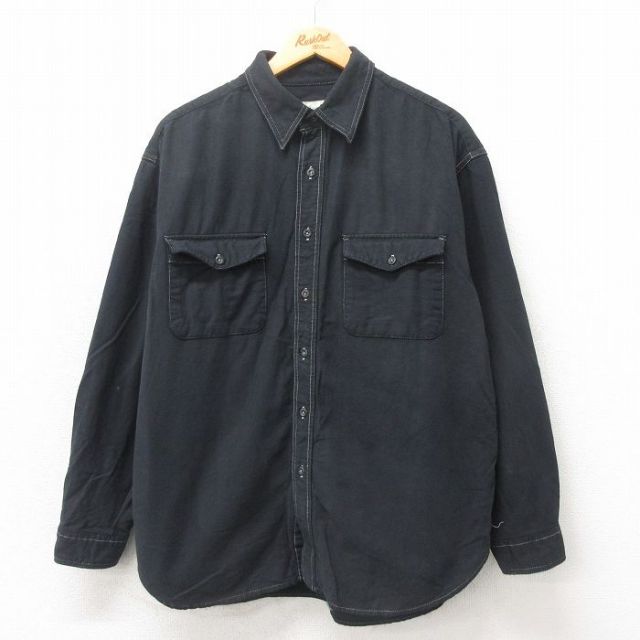 XL★古着 エディーバウアー 長袖 ブランド シャツ メンズ 00年代 00s 大きいサイズ コットン 黒 ブラック 25may21 中古 トップス
