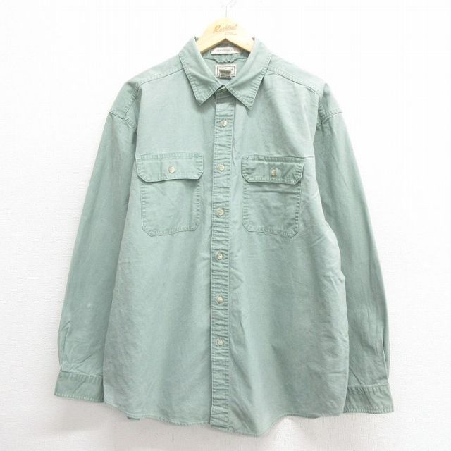 XL★古着 エルエルビーン LLBEAN 長袖 ブランド 00年代 00s コットン 薄緑 グリーン 25may27 中古 メンズ トップス