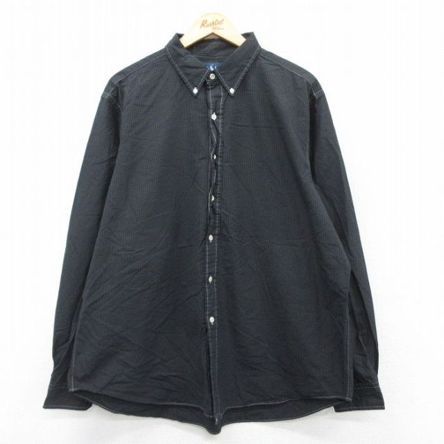 ラルフローレン 90s 長袖シャツ ワンポイントロゴ ブラックチェック XL | 古着