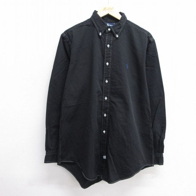 ラルフローレン 90s 長袖シャツ ワンポイントロゴ ブラック XL | 古着