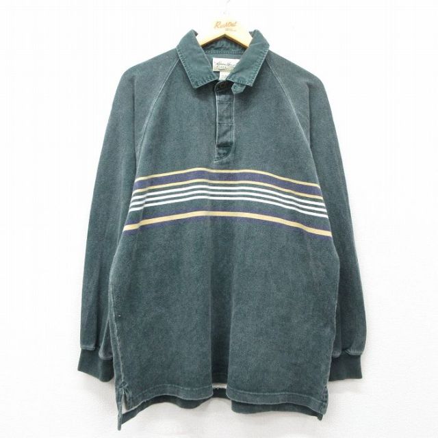 XL★古着 エディーバウアー 長袖 ブランド ラガー シャツ メンズ 00年代 00s ラグラン コットン 緑他 グリーン 【spe】 25jun11 中古 トップス