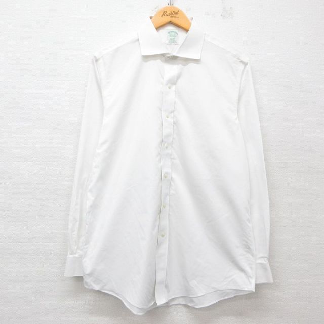L★古着 ブルックスブラザーズ BROOKS BROTHERS 長袖 ブランド シャツ メンズ コットン 白 ホワイト 25jun11 中古 トップス