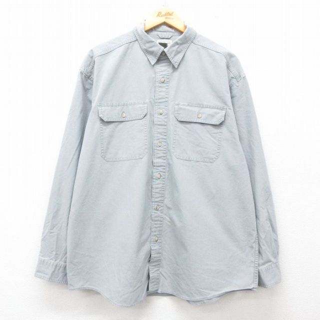 XL★古着 エルエルビーン LLBEAN 長袖 ブランド シャツ メンズ 00年代 00s コットン 薄グレー 25jun11 中古 トップス