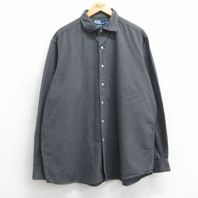 XL★古着 ラルフローレン Ralph Lauren 長袖 ブランド シャツ メンズ 90年代 90s WESTERTON 大きいサイズ コットン 濃グレー 【spe】 25jun11 中古 トップス