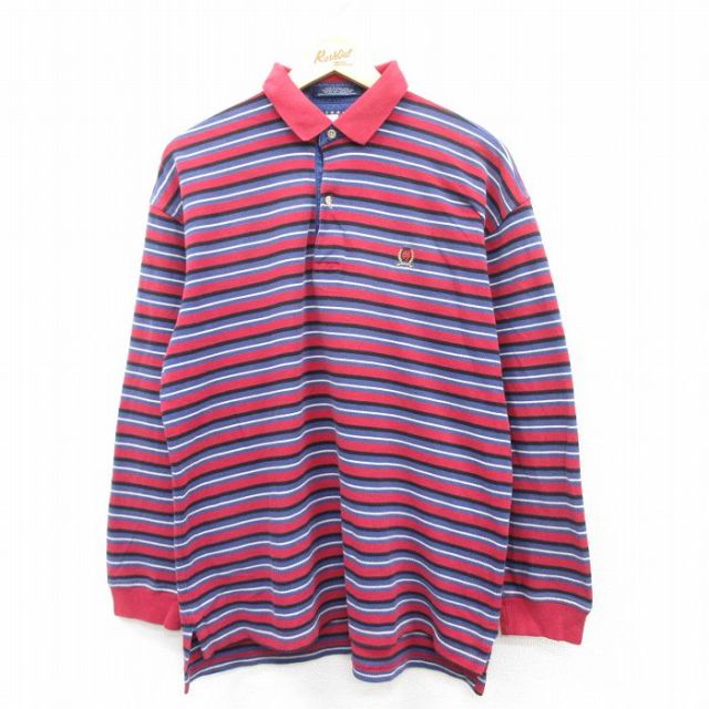 トミーヒルフィガー 90s 長袖ポロシャツ ワンポイントロゴ レッド L | 古着